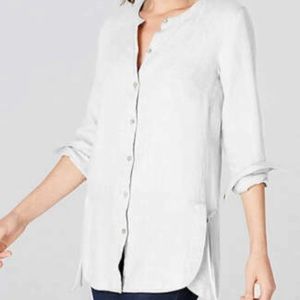 J. Jill Love Linen White Button Down Tunic Medium